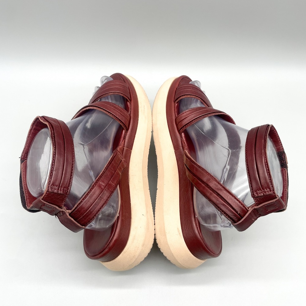 Miz Mooz Womens 38 Strappy Platform Sandals Burgundy Leather Wedge Chunky Boho - Picture 11 of 11